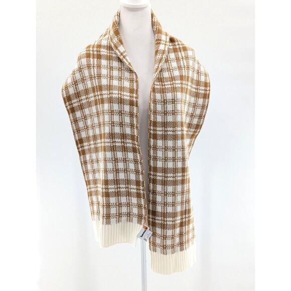 Timberland Plaid Cream Tan Winter Soft Cozy Basic Grandpa Warm Basic Scarf - Picture 1 of 5